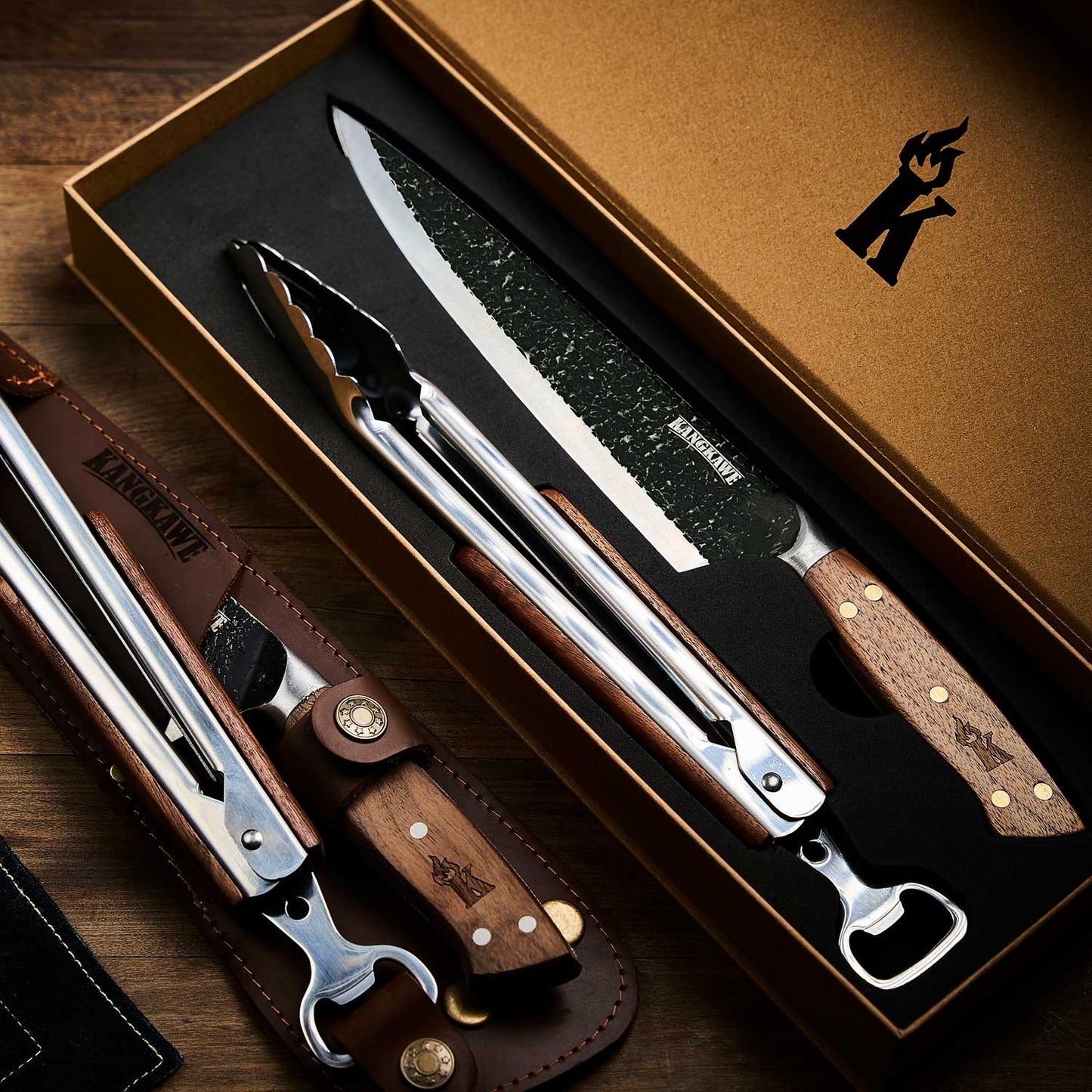 Set Parrillero Cuchillo Curacavi + Tenaza 10 Edición Limitada Kangkawe3#acero