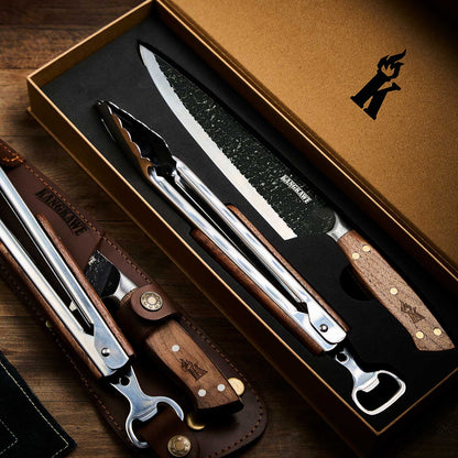 Set Parrillero Cuchillo Curacavi + Tenaza 10 Edición Limitada Kangkawe3#acero