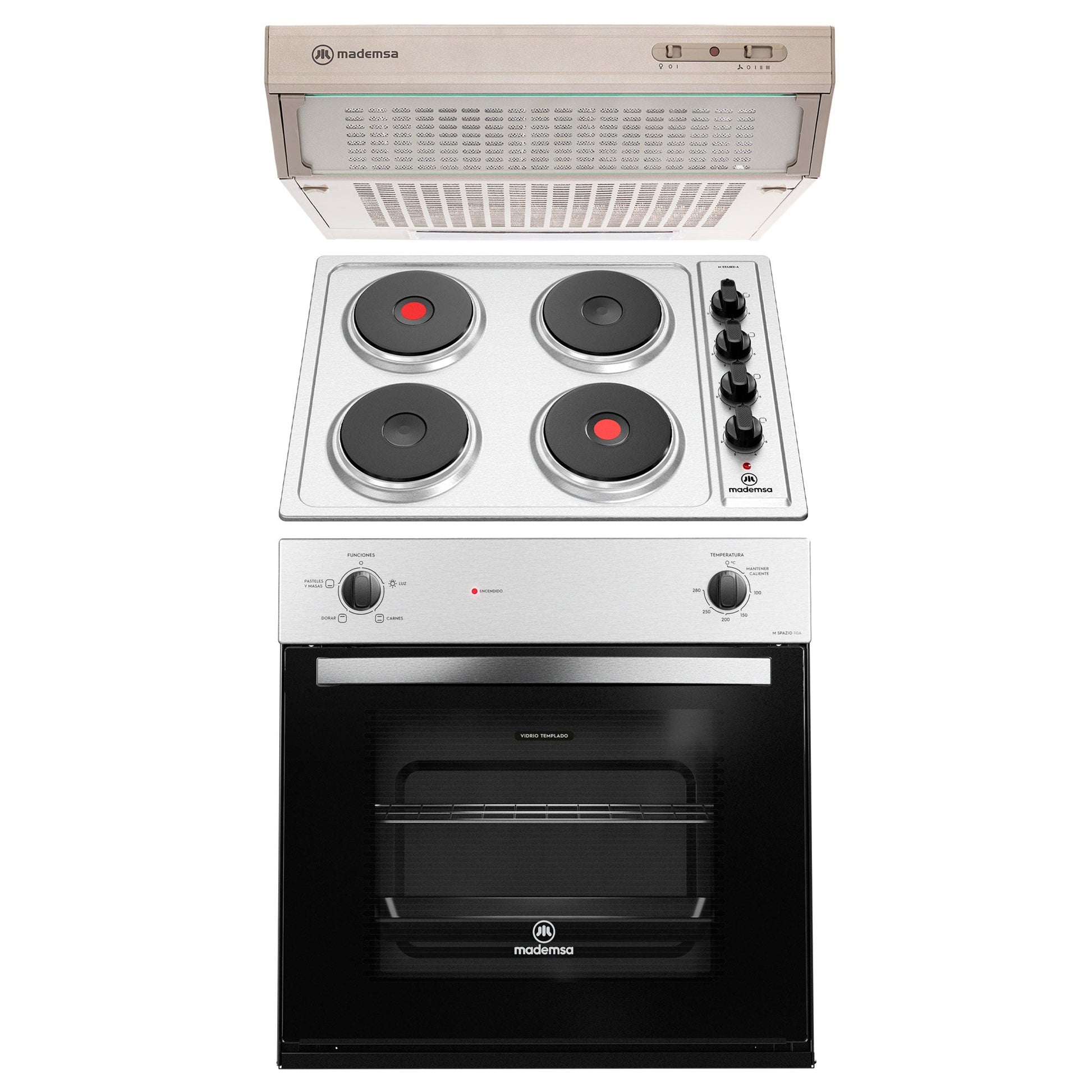 Kit Empotrado Horno M 110A + Encimera 48ED + Campana U160S Mademsa1#Acero
