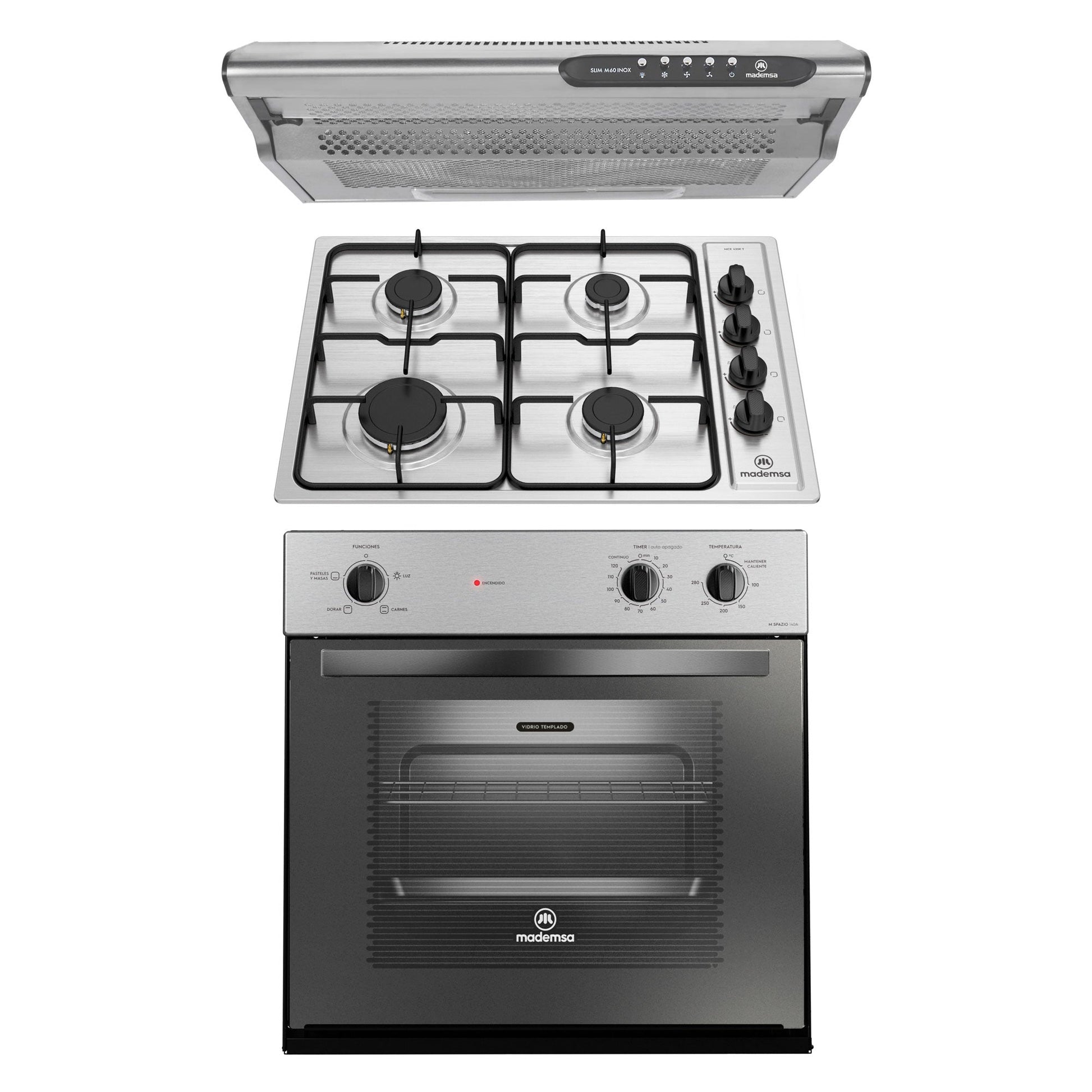 Kit Empotrado Horno M 140A + Encimera 435E + Campana M60 Mademsa1#Acero