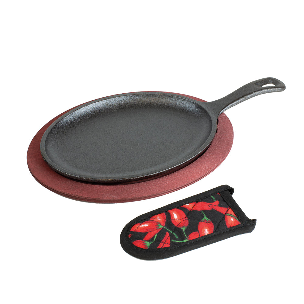Cast Iron Fajita Set 24 x 36 cm Lodge Cast Iron3#Negro