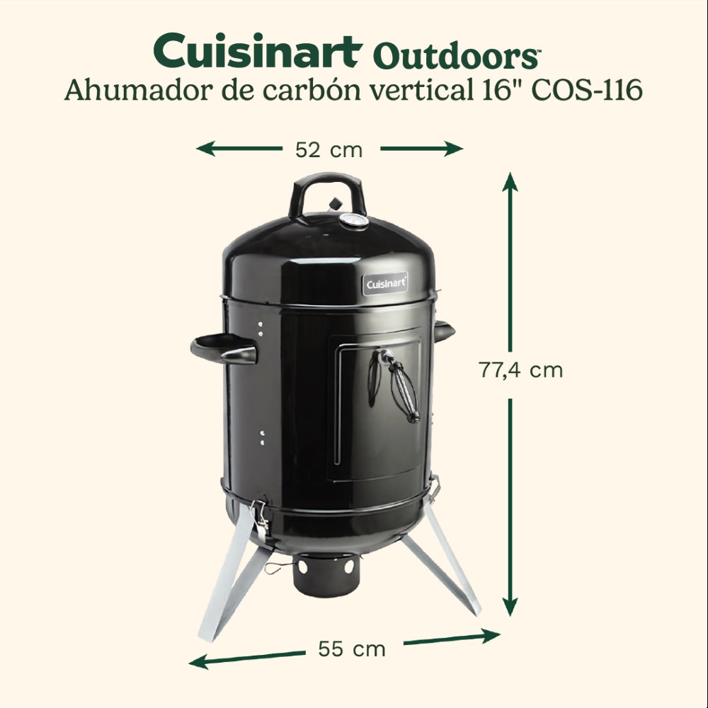 Ahumador De Carbón Vertical 16 Pulgadas Cuisinart4#Negro