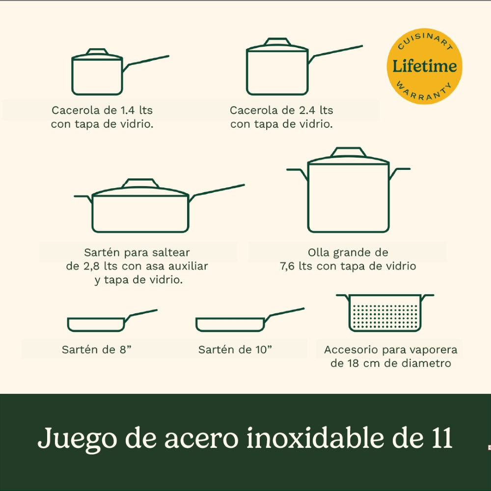 Batería De Cocina 11 Pzs Chef´s Classic Cuisinart5#Plateado