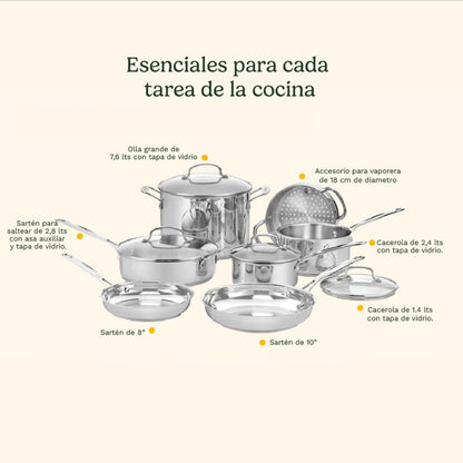 Batería De Cocina 11 Pzs Chef´s Classic Cuisinart6#Plateado