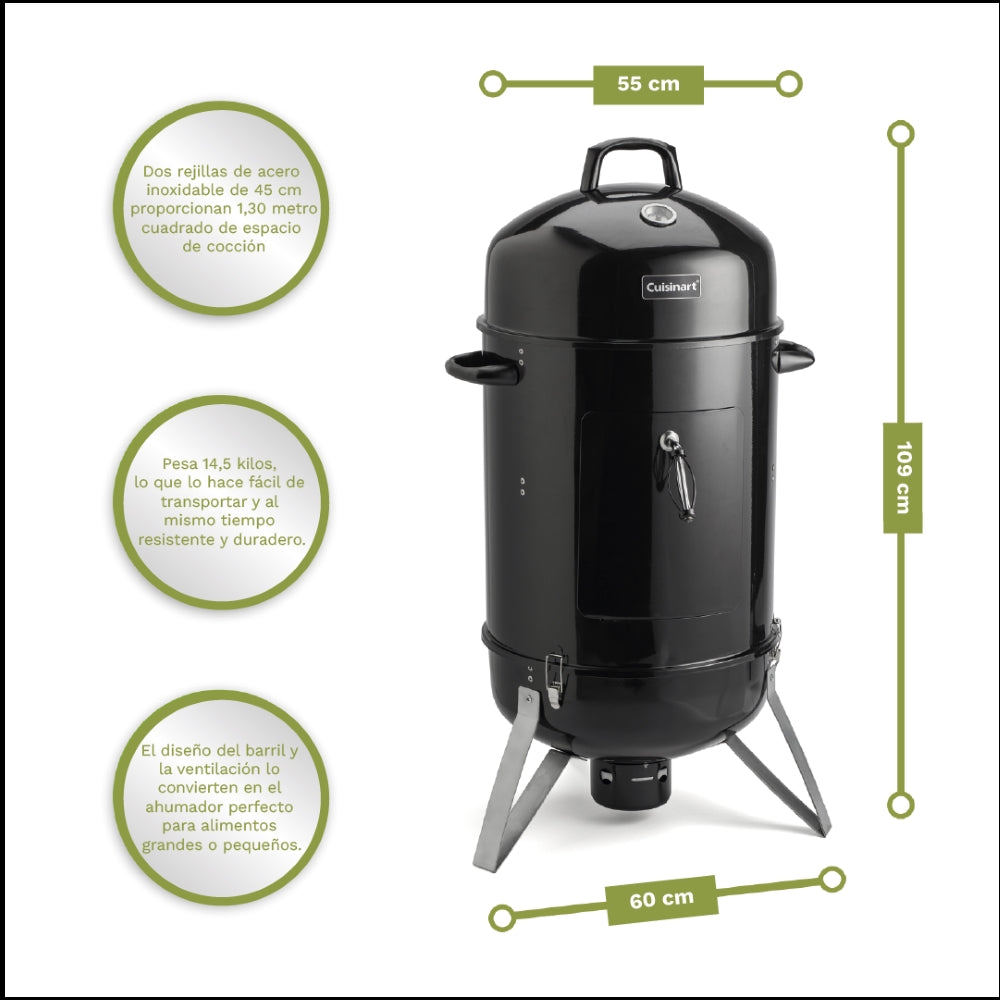 Ahumador De Carbón Vertical 18 Pulgadas Cuisinart5#Negro