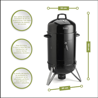 Ahumador De Carbón Vertical 18 Pulgadas Cuisinart5#Negro