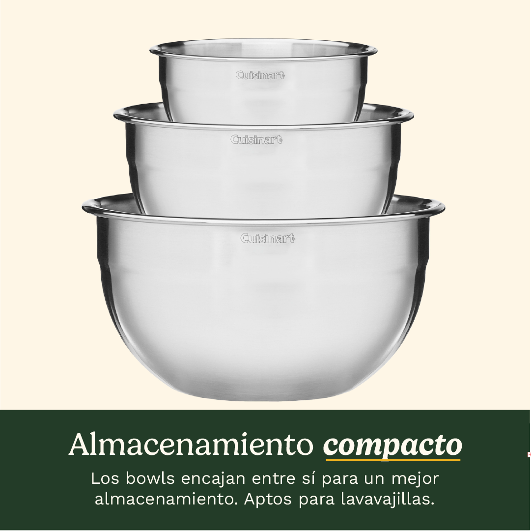 Set 3 Tazones Acero Inoxidable Con Tapa CTG-00-SMB Cuisinart3#Plateado