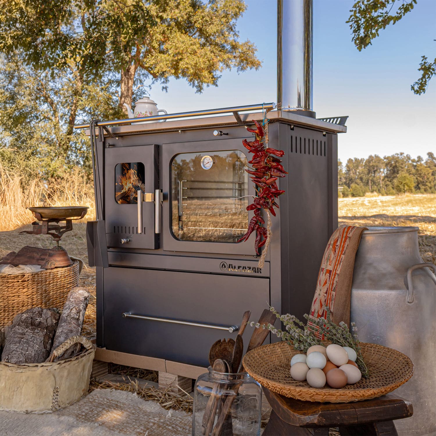 Cocina A Leña Europea M70  Alcazar1#Gris