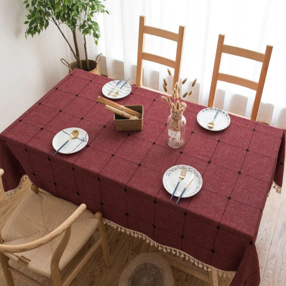 Mantel Rectangular Bordado Pascuala 140x220 Cms Bohemik2#Burdeo