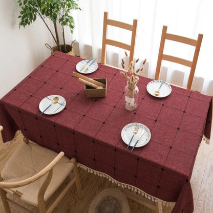Mantel Rectangular Bordado Pascuala 140x220 Cms Bohemik2#Burdeo