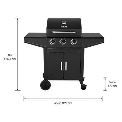 Parrilla a Gas Essence 3Q Black FDV