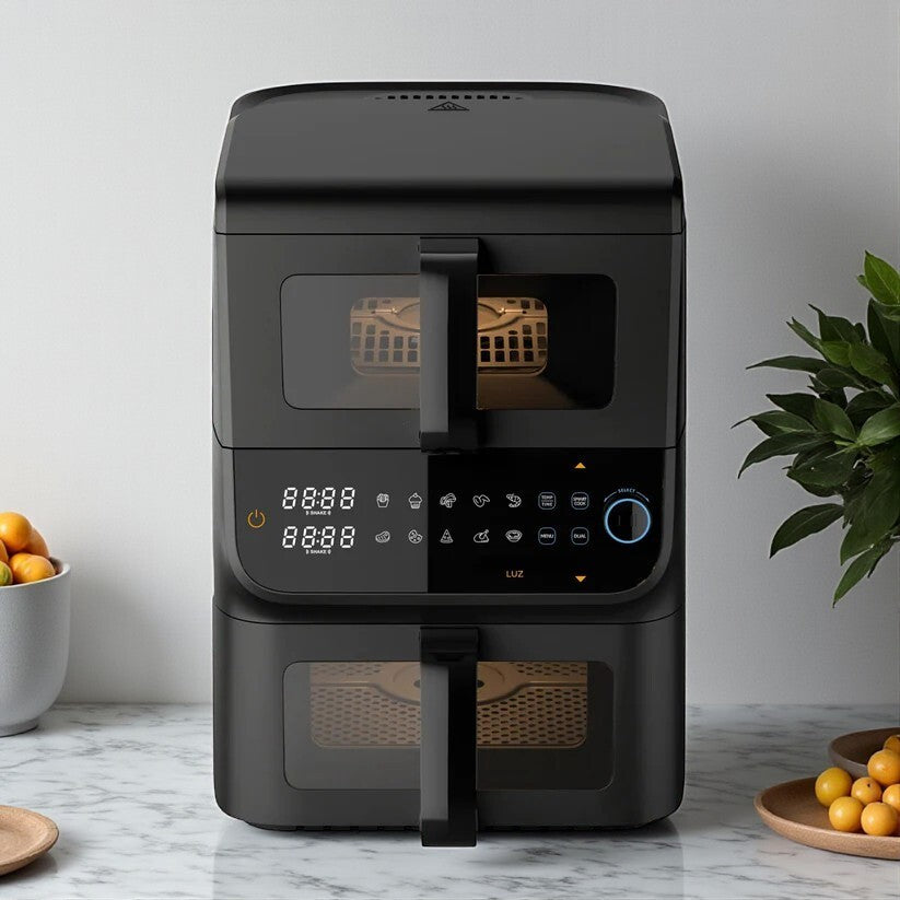Freidora de Aire Duo 10 Lts Vertical Doble Cesta Mouvair1#Negro