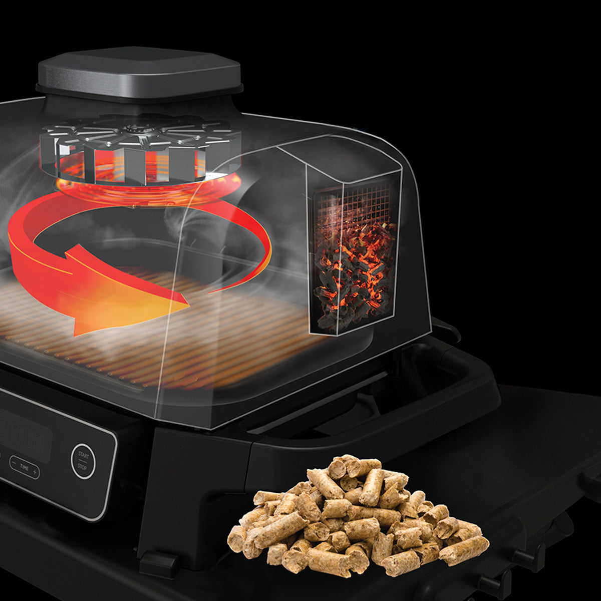 Parrilla Eléctrica Con Ahumador Woodfire Ninja5#Negro