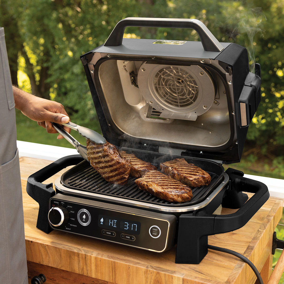 Parrilla Eléctrica Con Ahumador Woodfire Ninja6#Negro