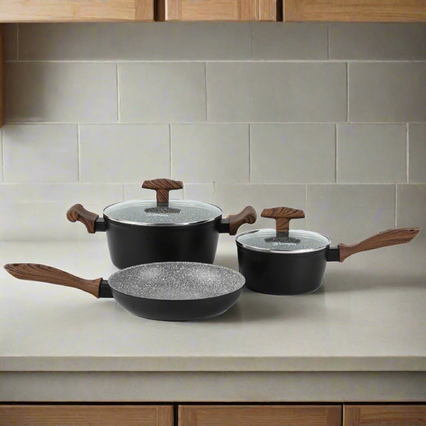 Batería De Cocina Antiadherente Oregon 5 Pzs Simplit2#Negro