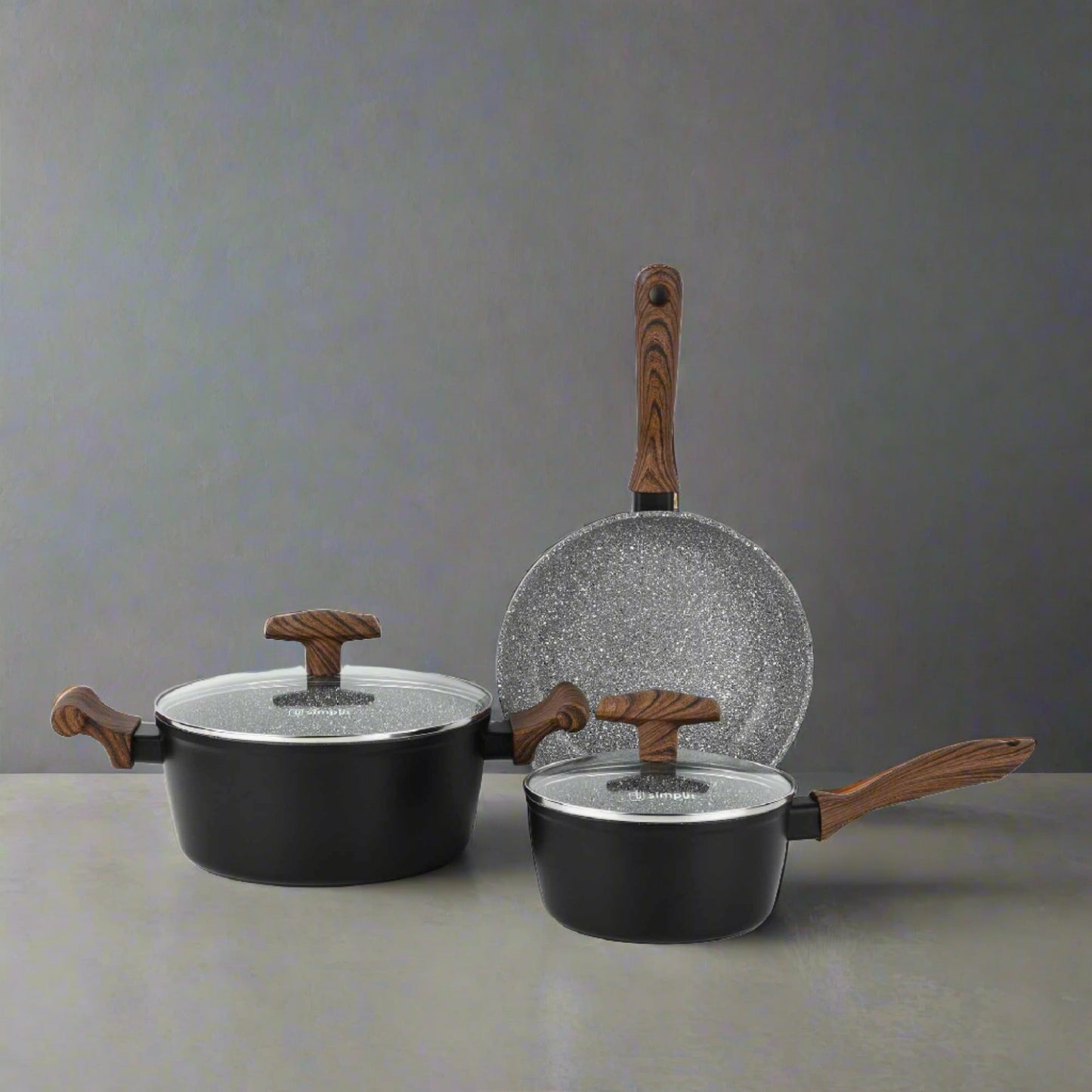 Batería De Cocina Antiadherente Oregon 5 Pzs Simplit1#Negro