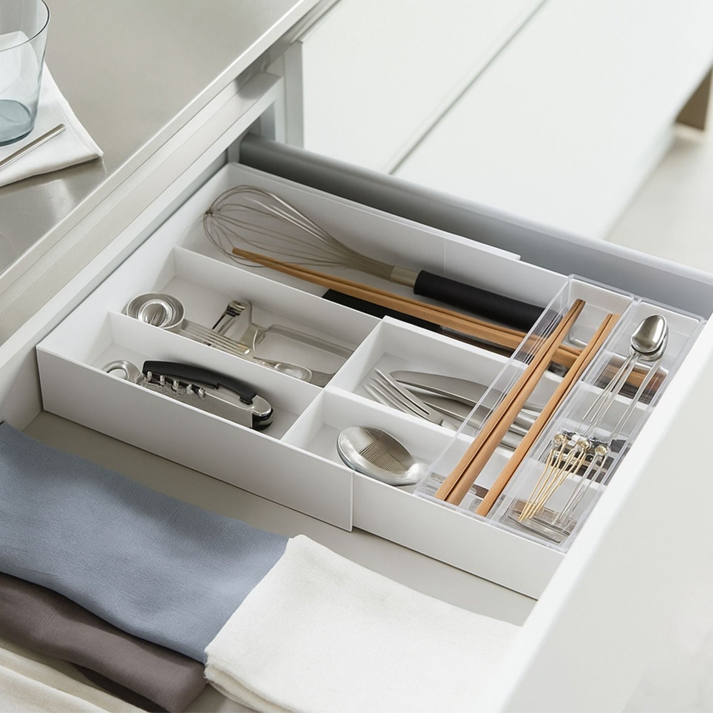 Organizador de Cubiertos Extensible Yamazaki1#Blanco