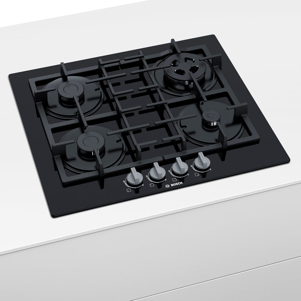 Encimera a Gas Vidrio Templado 4 Quemadores  Serie 4 60 cm Bosch3#Negro