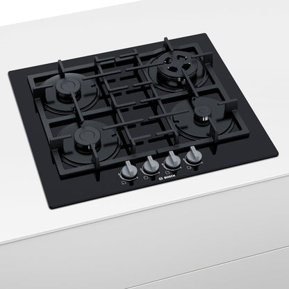 Encimera a Gas Vidrio Templado 4 Quemadores  Serie 4 60 cm Bosch3#Negro