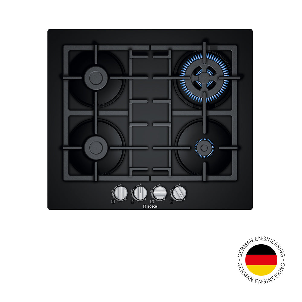 Encimera a Gas Vidrio Templado 4 Quemadores  Serie 4 60 cm Bosch1#Negro