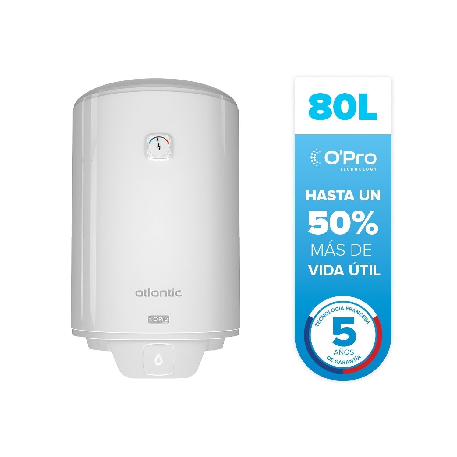 Termo Eléctrico Opro + 80 Lts Atlantic1#Blanco