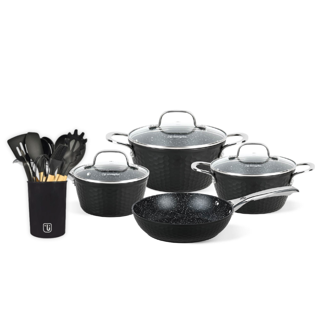 Pack Bateria Copper 7 Pzs  + Set 12 Utensilios Simplit4#Celeste