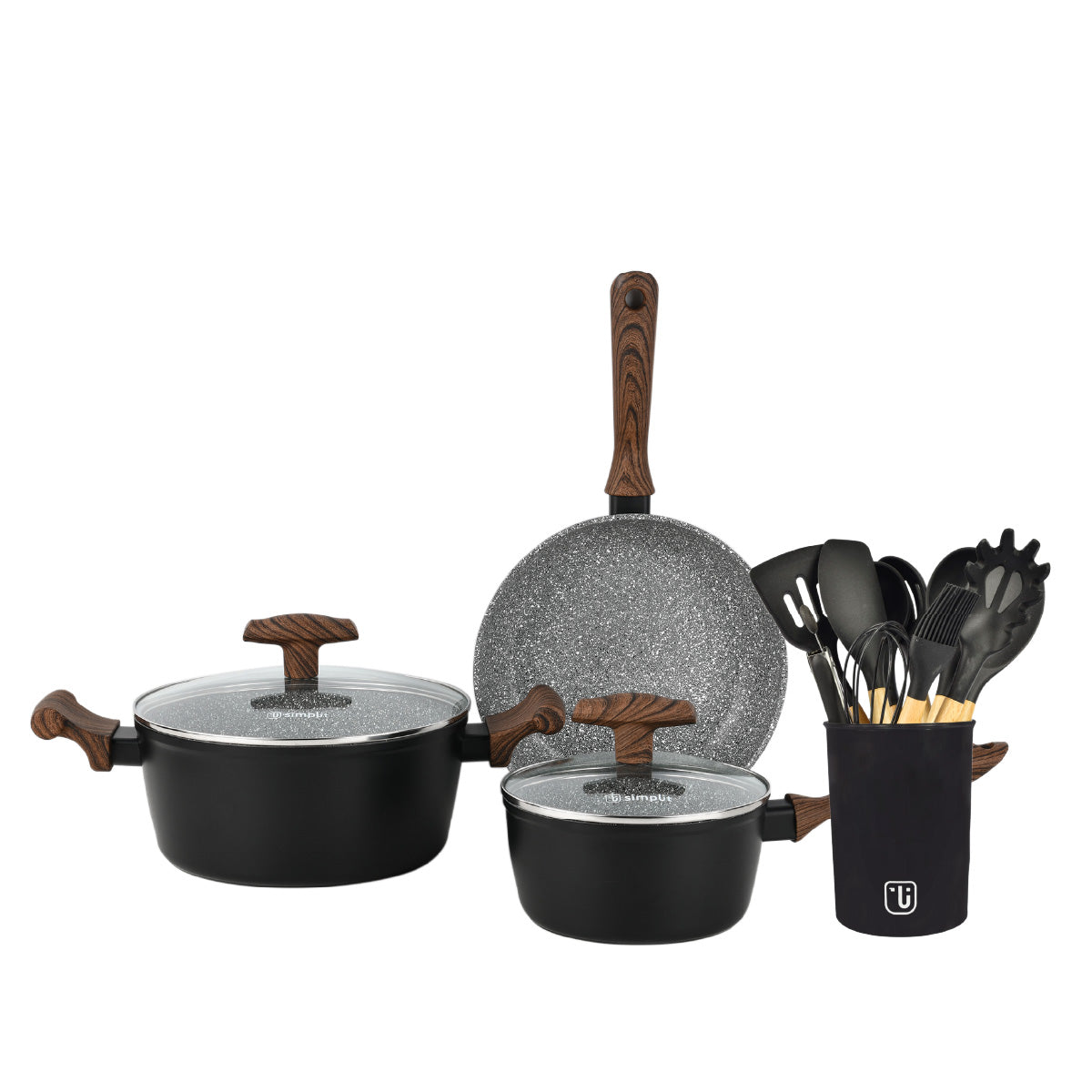 Batería de Cocina Oregon 5 Pzs + Set 12 Utensilios Simplit1#Celeste