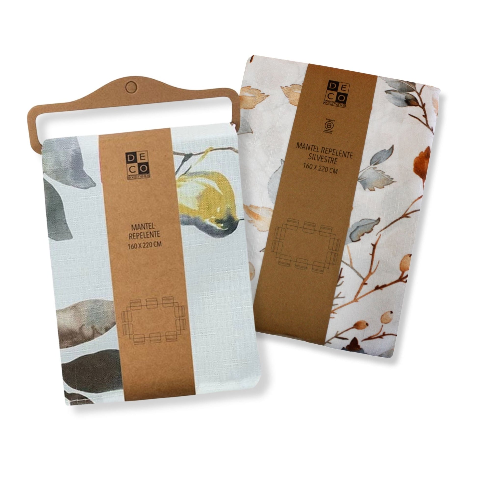 Set 2 Manteles Antimanchas Silvestre y Pájaros 130x180 cm Decoexpress7#Blanco