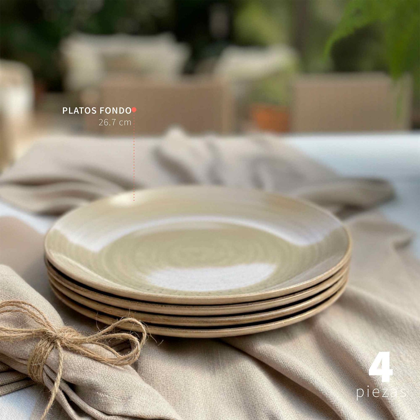 Set 4 Platos Fondo Cerámica 26,7cm Siena Simplit1#Beige