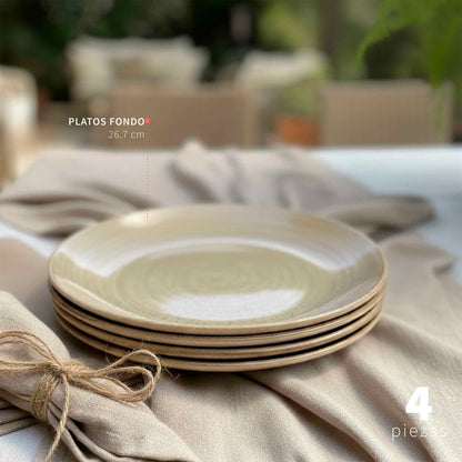 Set 4 Platos Fondo Cerámica 26,7cm Siena Simplit1#Beige