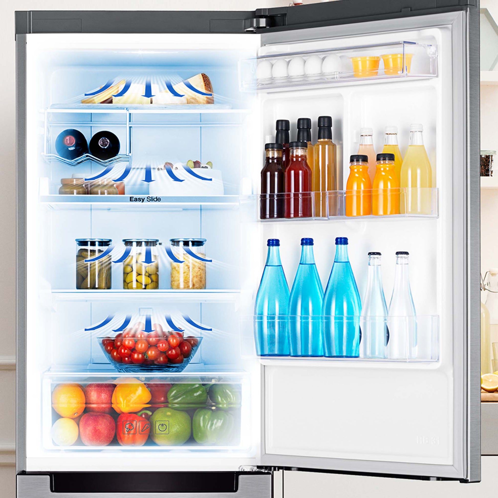 Bottom Mount Freezer de 321L con eficiencia de espacio RB33J3830SAZS Samsung8#Metal Graphite