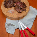 Juego de Cuchillos Para Asado + Tabla Para Picar 30 x 5 Cm1#Rojo