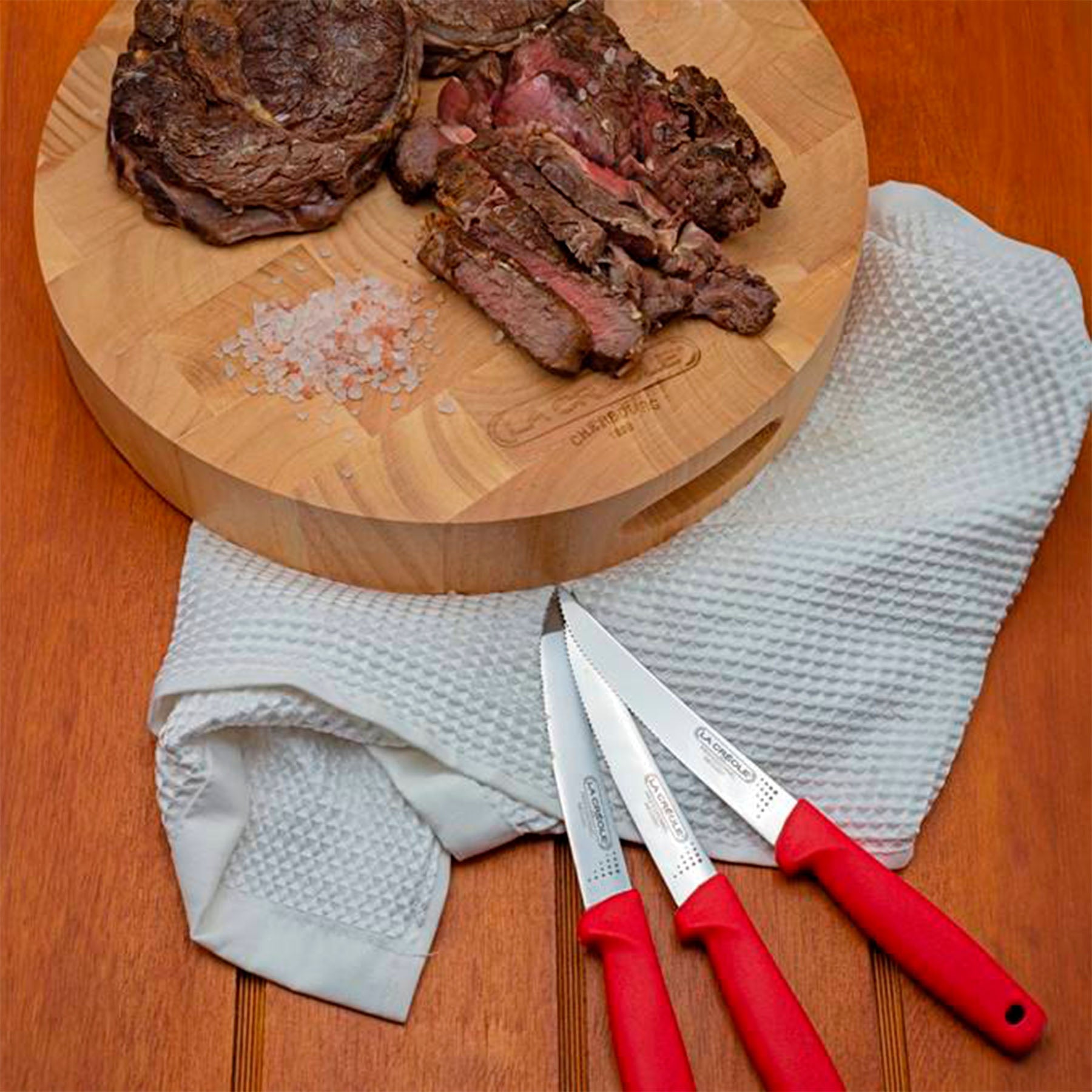 Juego de Cuchillos Para Asado + Tabla Para Picar 30 x 5 Cm1#Rojo