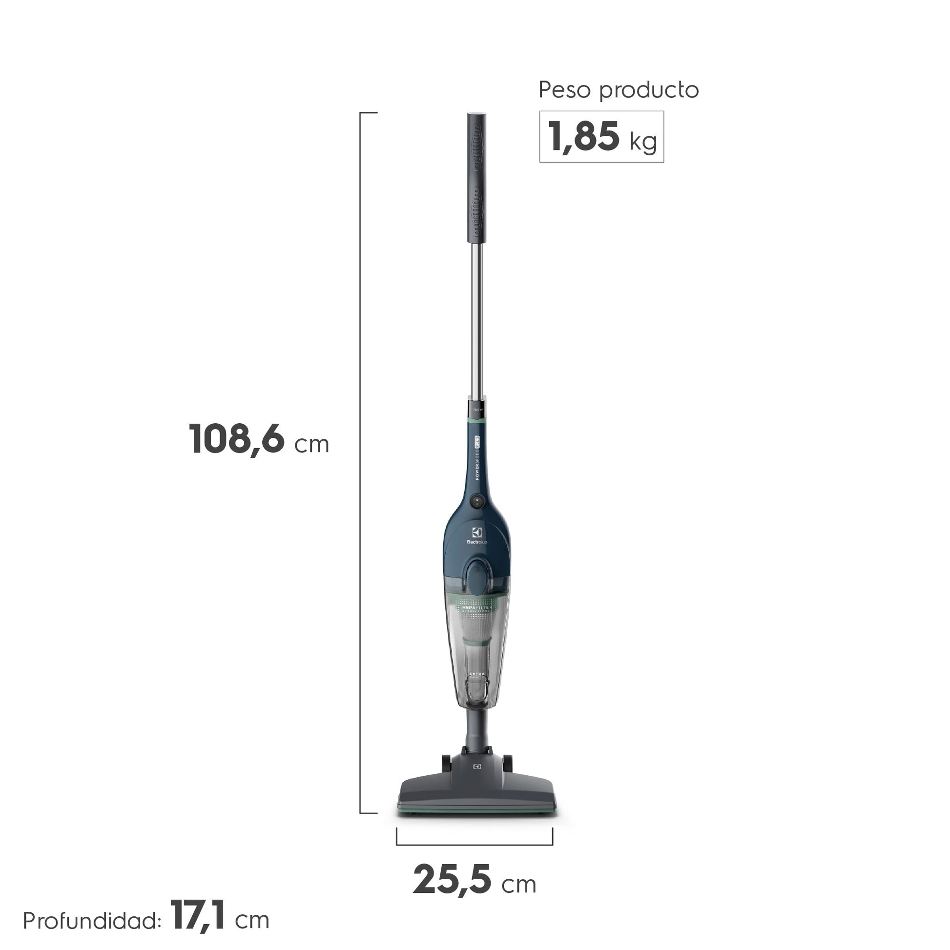 Aspiradora Vertical con Cable 700W 2 en 1 con Filtro HEPA STK14 Electrolux3#Azul