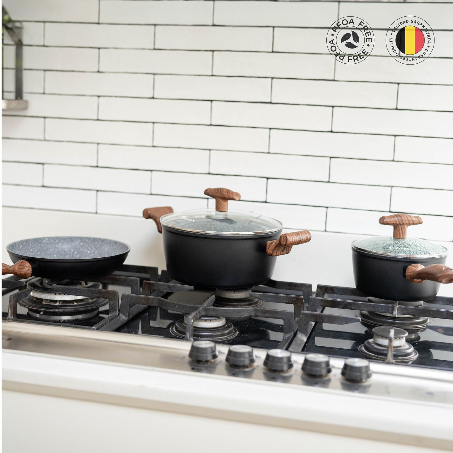 Batería De Cocina Antiadherente Oregon 5 Pzs Simplit8#Negro