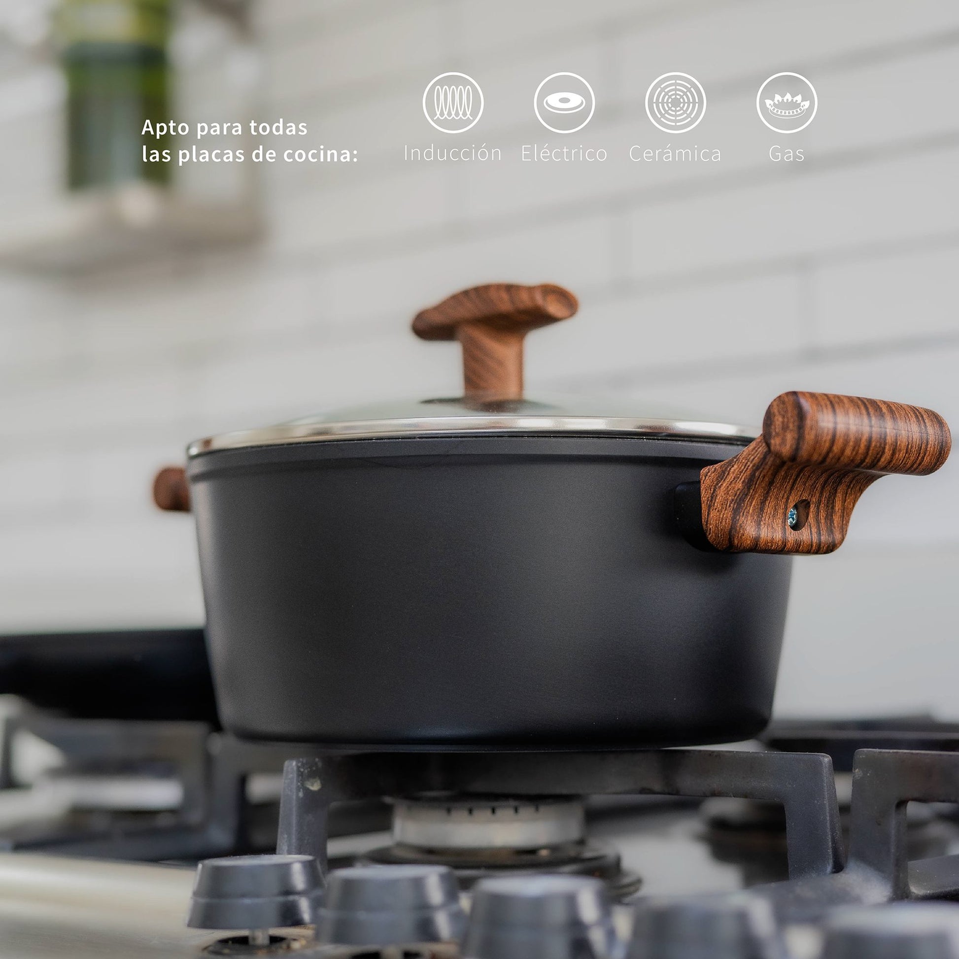 Batería De Cocina Antiadherente Oregon 5 Pzs Simplit9#Negro