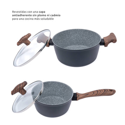 Batería De Cocina Antiadherente Oregon 5 Pzs Simplit4#Negro