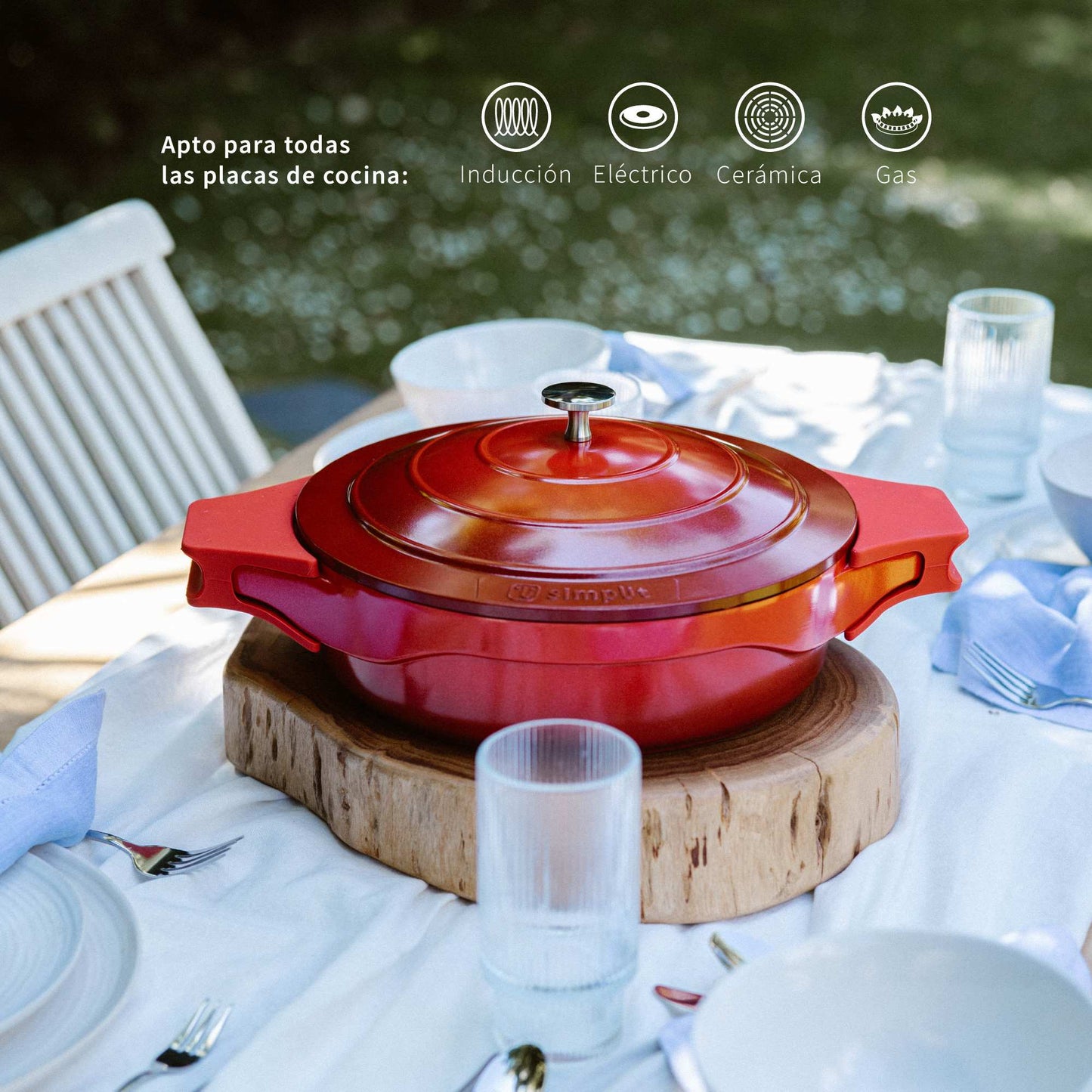 Batería de Cocina Antiadherente Toulouse 7 Pzs + Accesorios Simplit3#Rojo