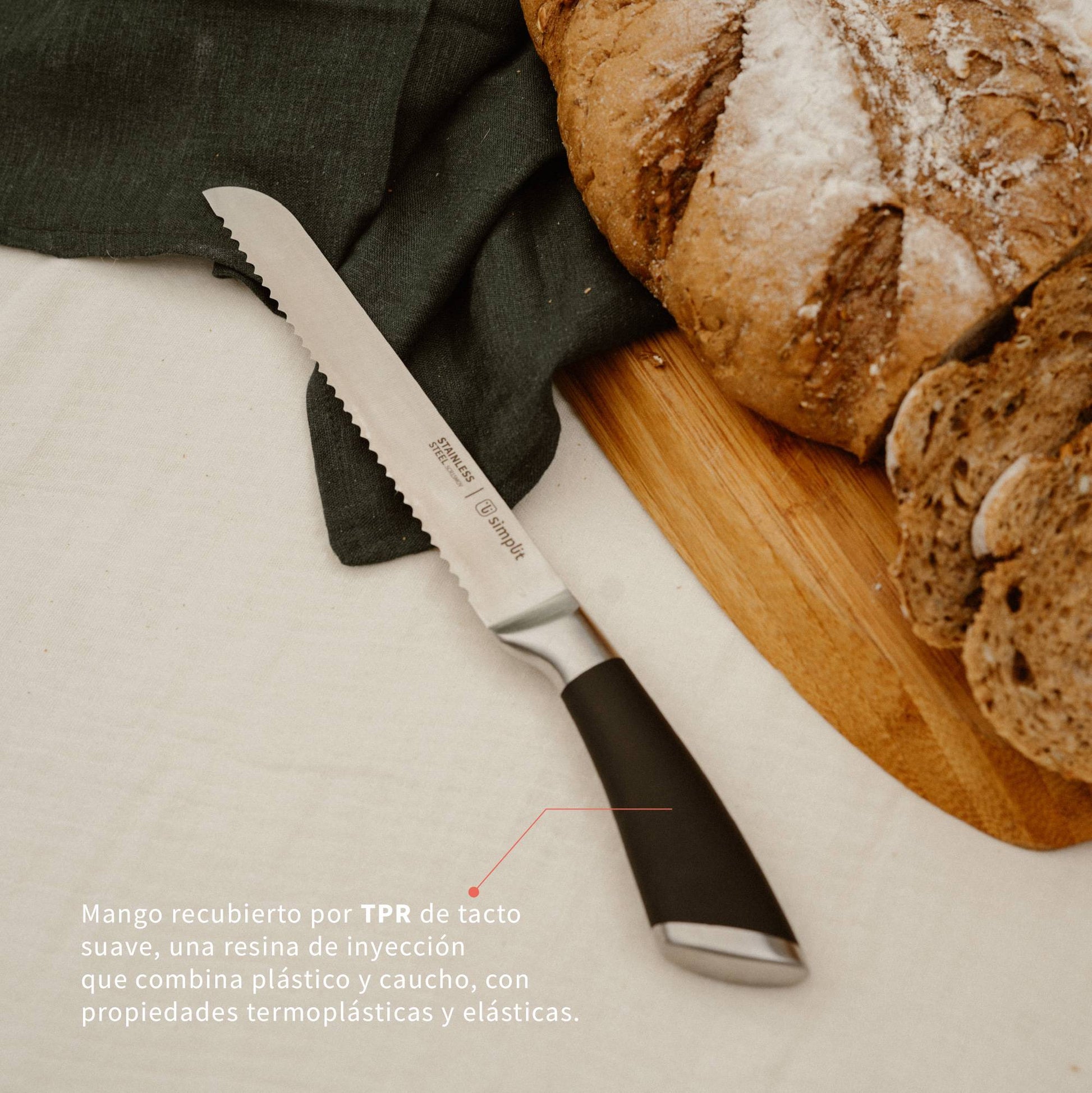 Set Cuchillos Küche 5 pcs Acero Inoxidable + Base Simplit4#Sin color