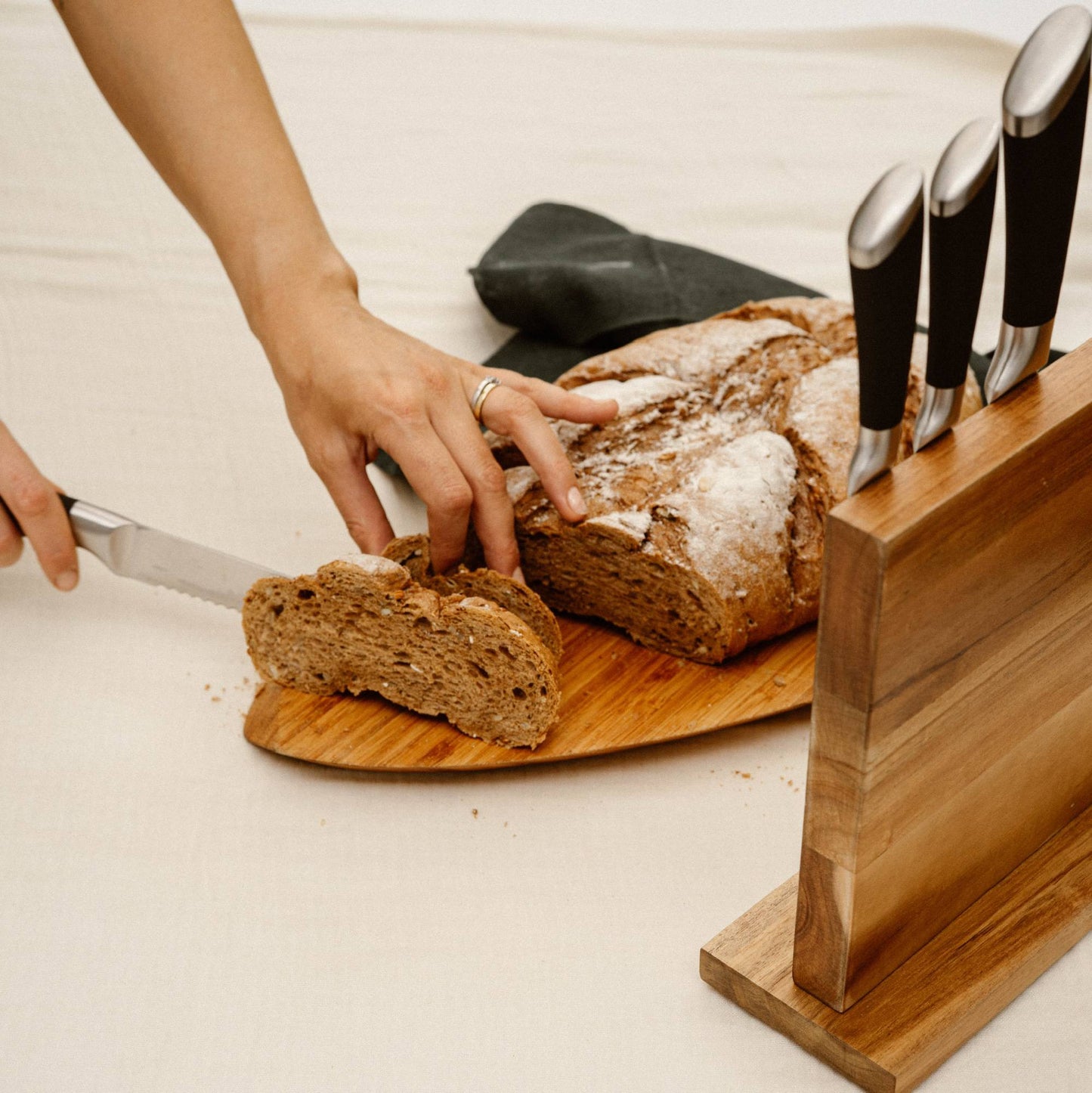 Set Cuchillos Küche 5 pcs Acero Inoxidable + Base Simplit7#Sin color