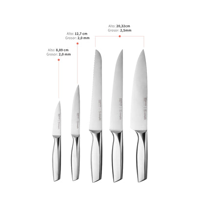 Set Cuchillos Stahl 5 Piezas Acero Inoxidable + Taco Simplit4#Sin color