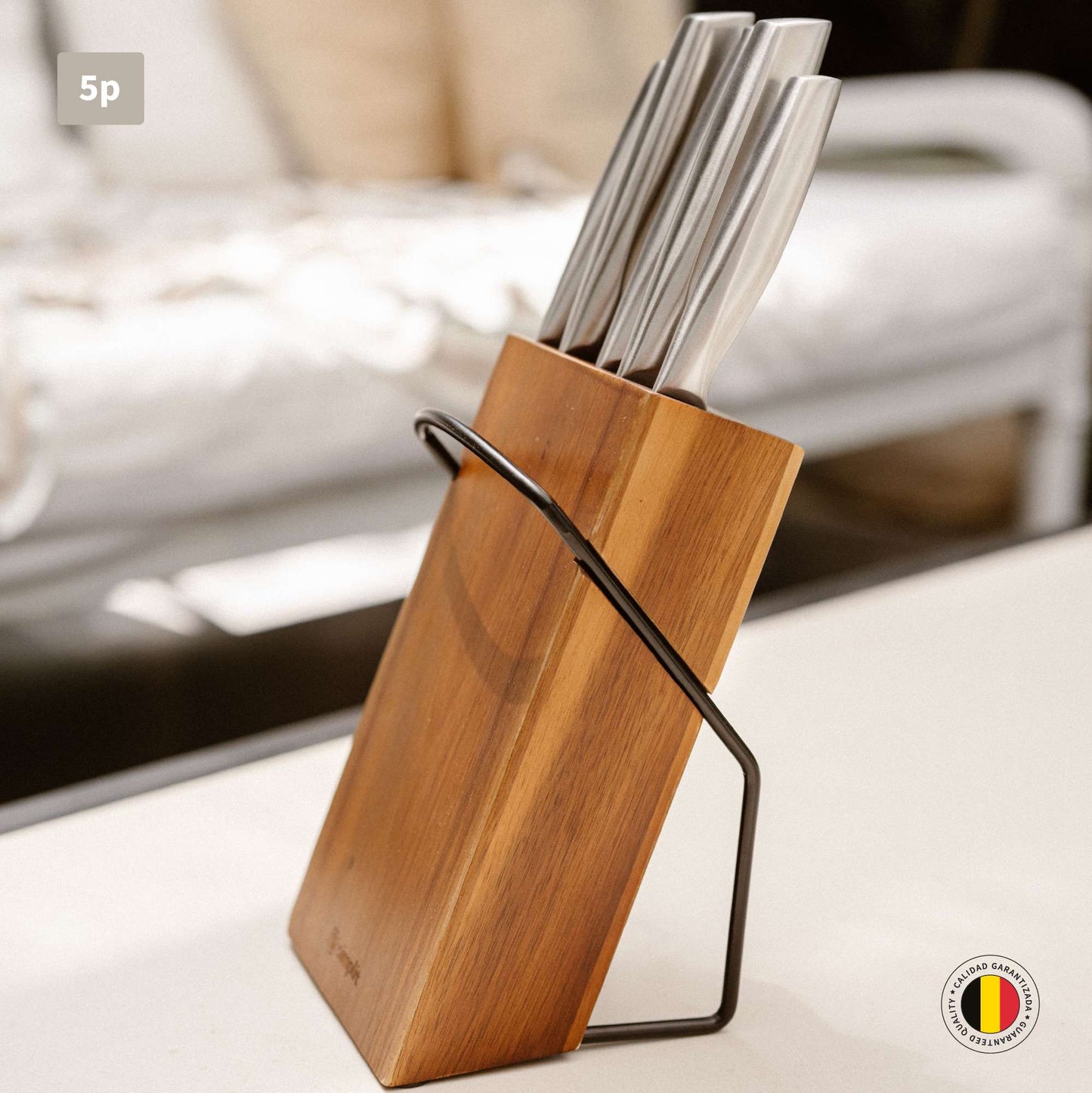 Set Cuchillos Stahl 5 Piezas Acero Inoxidable + Taco Simplit3#Sin color