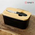 Mantequillero Cerámica Tapa Bamboo + Cuchillo 600 ml Simplit8#Blanco