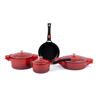Batería de Cocina Antiadherente Toulouse 7 Pzs + Accesorios Simplit9#Rojo
