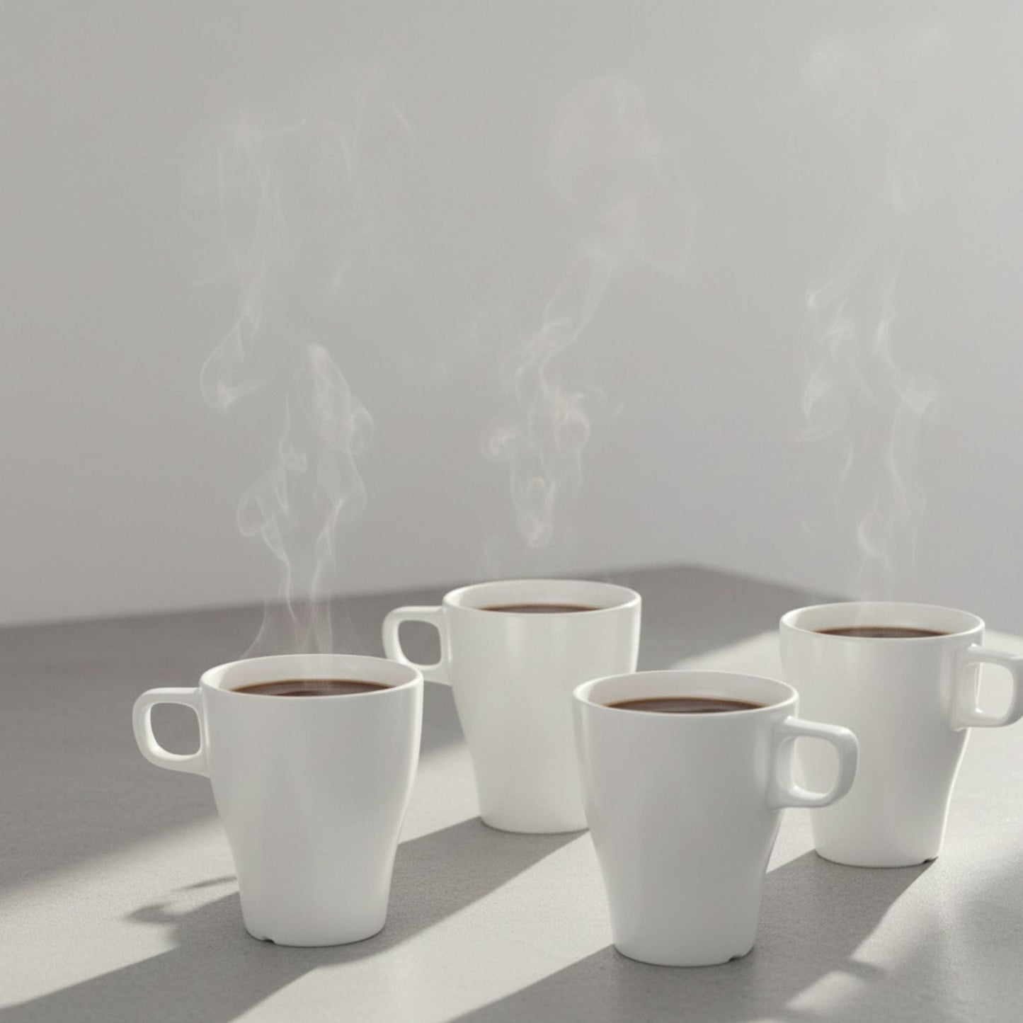 Set 4 Tazas Cerámica Blanca Decoexpress1#Blanco