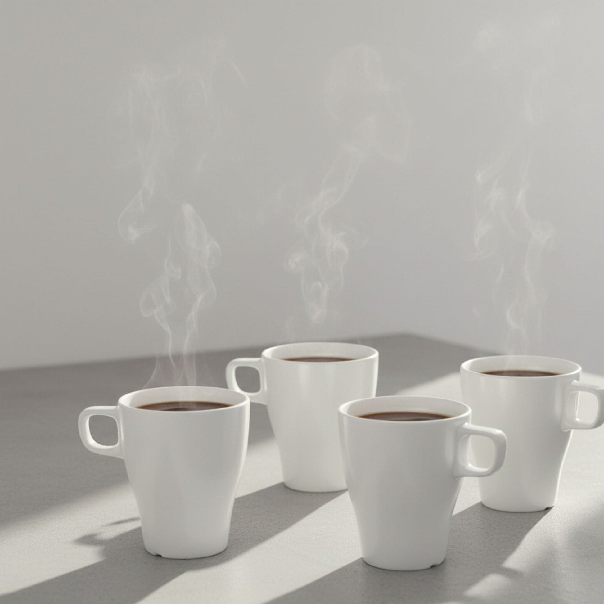 Set 4 Tazas Cerámica Blanca Decoexpress1#Blanco