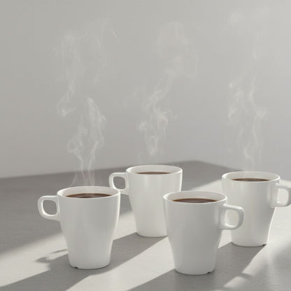 Set 4 Tazas Cerámica Blanca Decoexpress1#Blanco