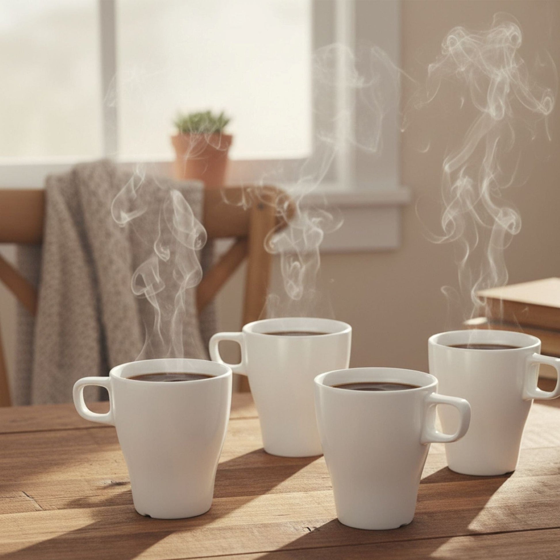 Set 4 Tazas Cerámica Blanca Decoexpress2#Blanco