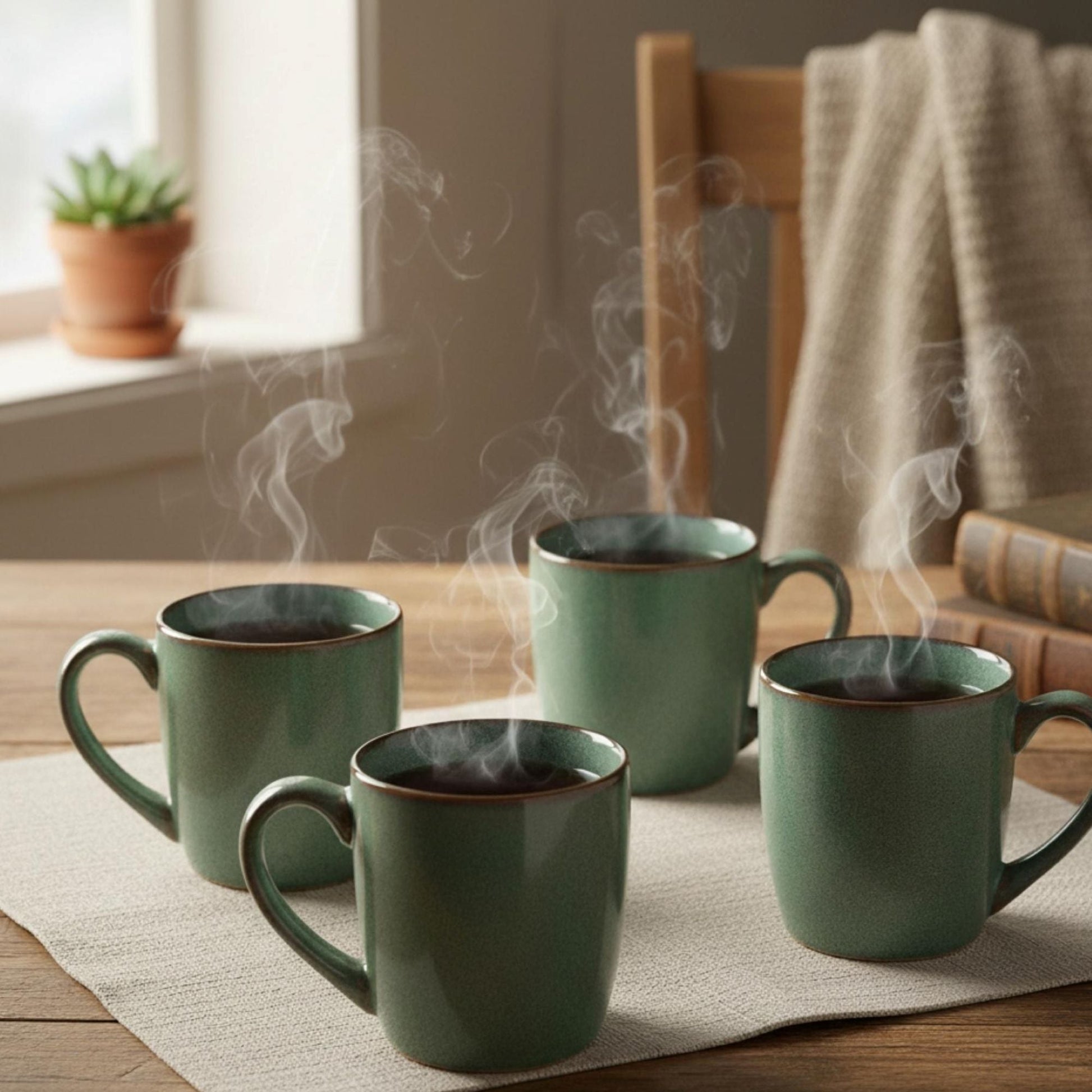 Set 4 Tazas Cerámica Vancouver Decoexpress1#Verde