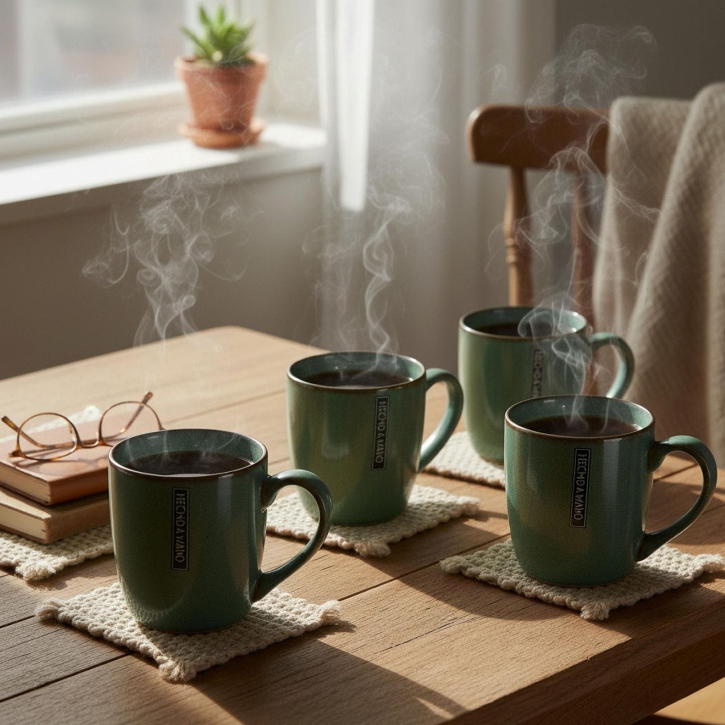Set 4 Tazas Cerámica Vancouver Decoexpress2#Verde
